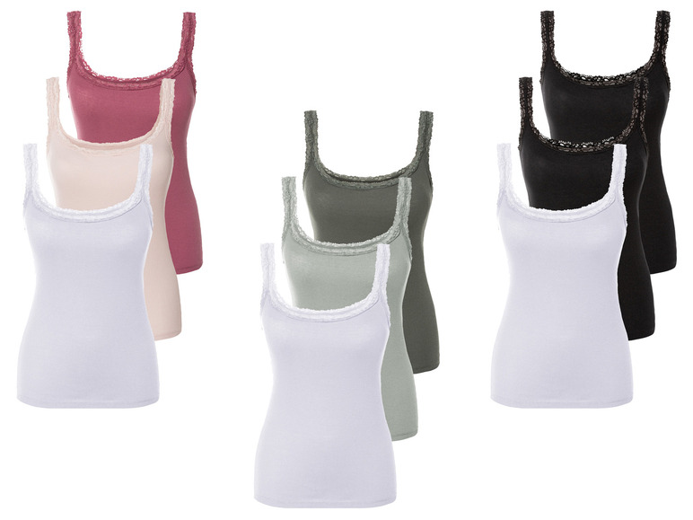 Gehe zu Vollbildansicht: esmara® Damen Tops, 3 Stück, mit Spitze - Bild 1