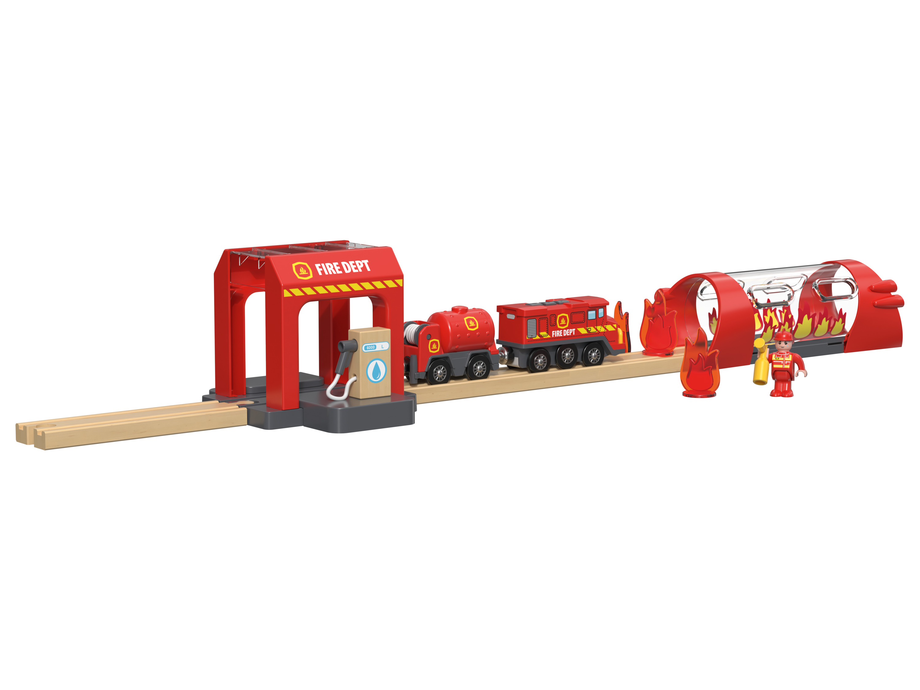 Playtive Holz Eisenbahn Technologie Set (Feuerwehr)