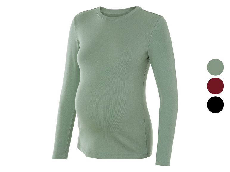 Gehe zu Vollbildansicht: esmara® Damen Umstands-Langarmshirt, in modischer Ripp-Qualität - Bild 1