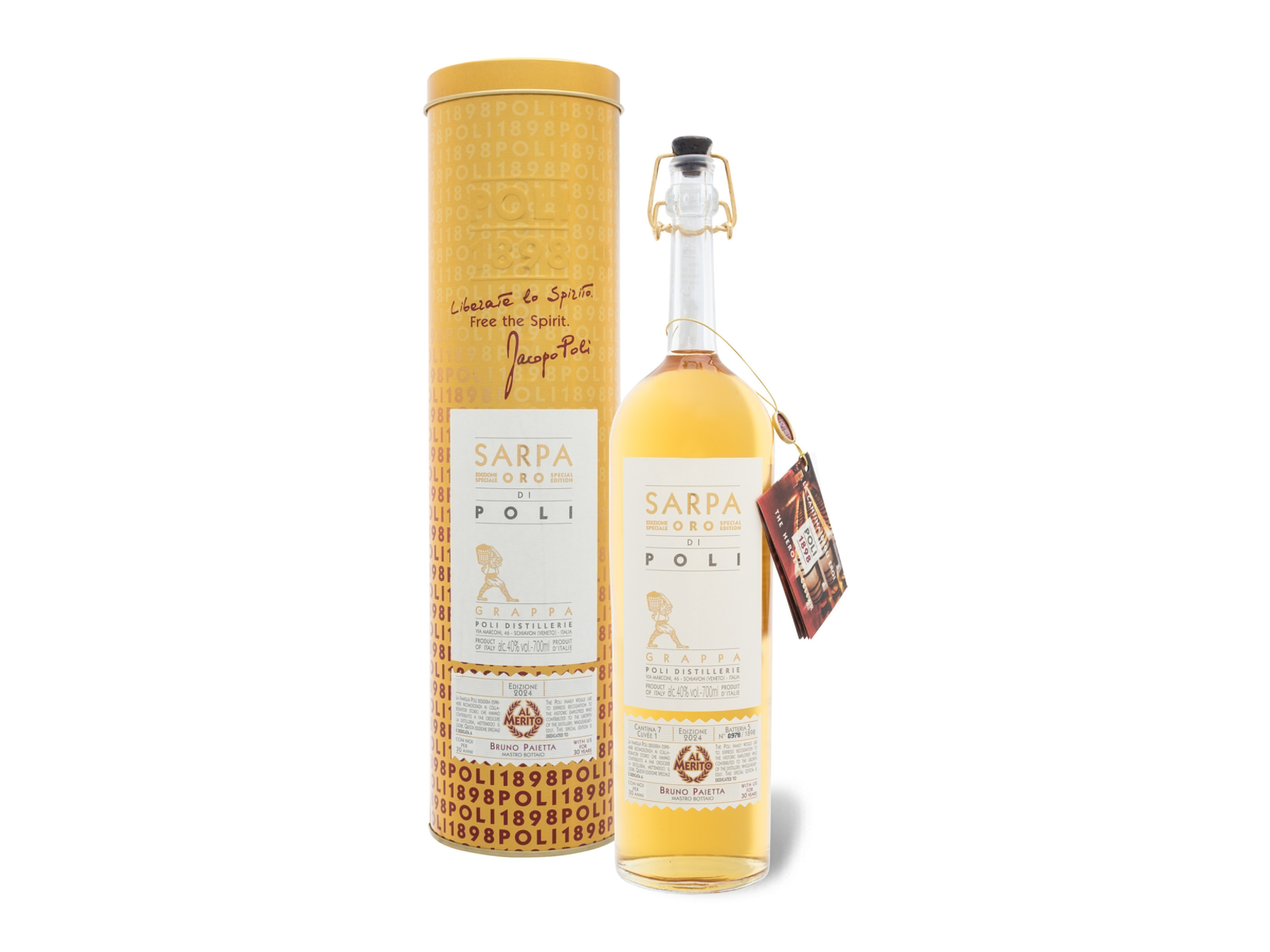 Grappa Sarpa Oro di Poli mit Geschenkbox 40% Vol