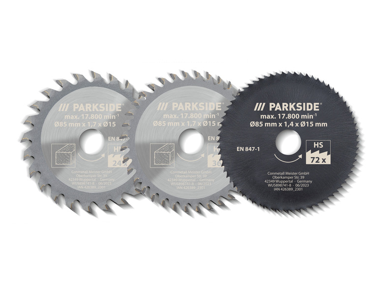 Gehe zu Vollbildansicht: PARKSIDE® Kreissägeblätter »PHKSA 12«, Ø 85 mm, 3-teilig - Bild 3