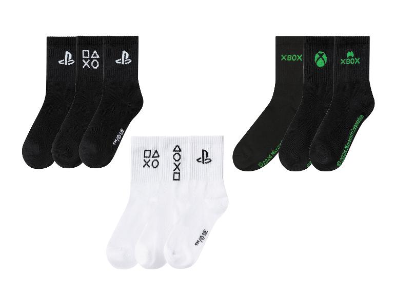 Gehe zu Vollbildansicht: PLAYSTATION / XBOX Kinder Socken, 3 Paar, mit Baumwolle - Bild 1