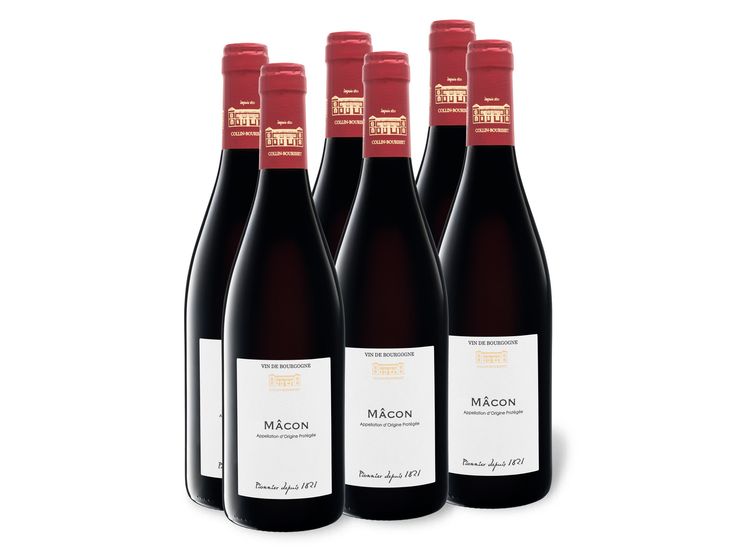 6 x 0,75-l-Flasche AOP Rotwein Weinpaket Collin trocken, Bourisset Mâcon
