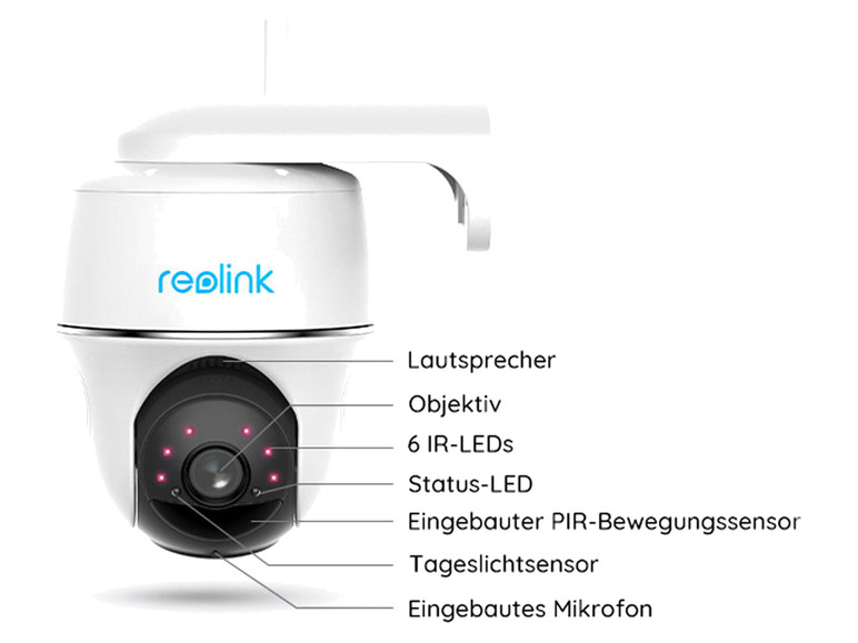Reolink »Argus PT MP WLAN 2K 4 Akku IP Überwachungskamera Plus« mit