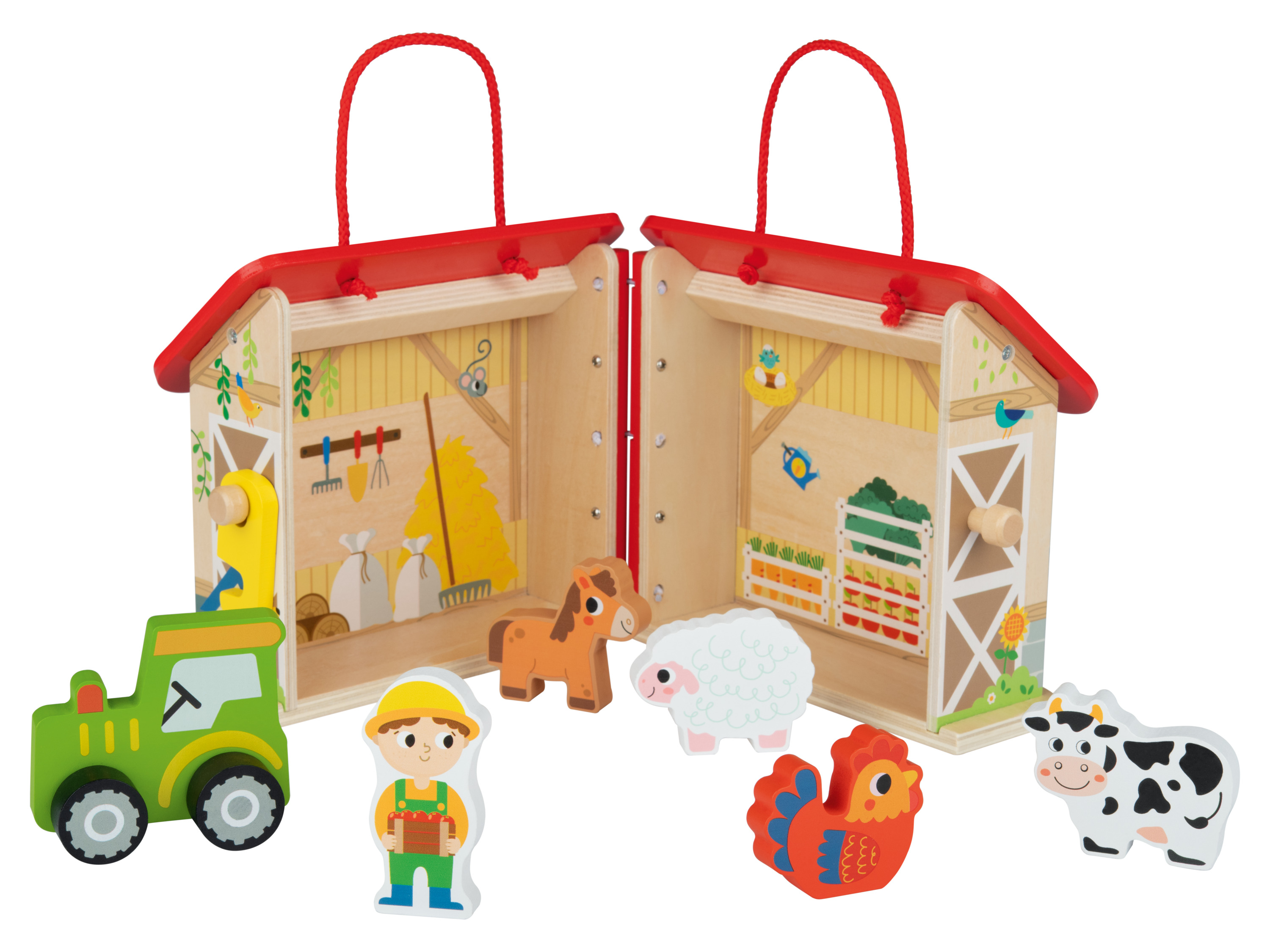 Playtive Holz Puppenhaus tragbar (Puppenhaus Bauernhof)