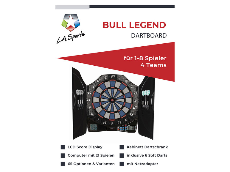 solex sports Bull Electronic Legend, 8 Dart Player, Kabinett