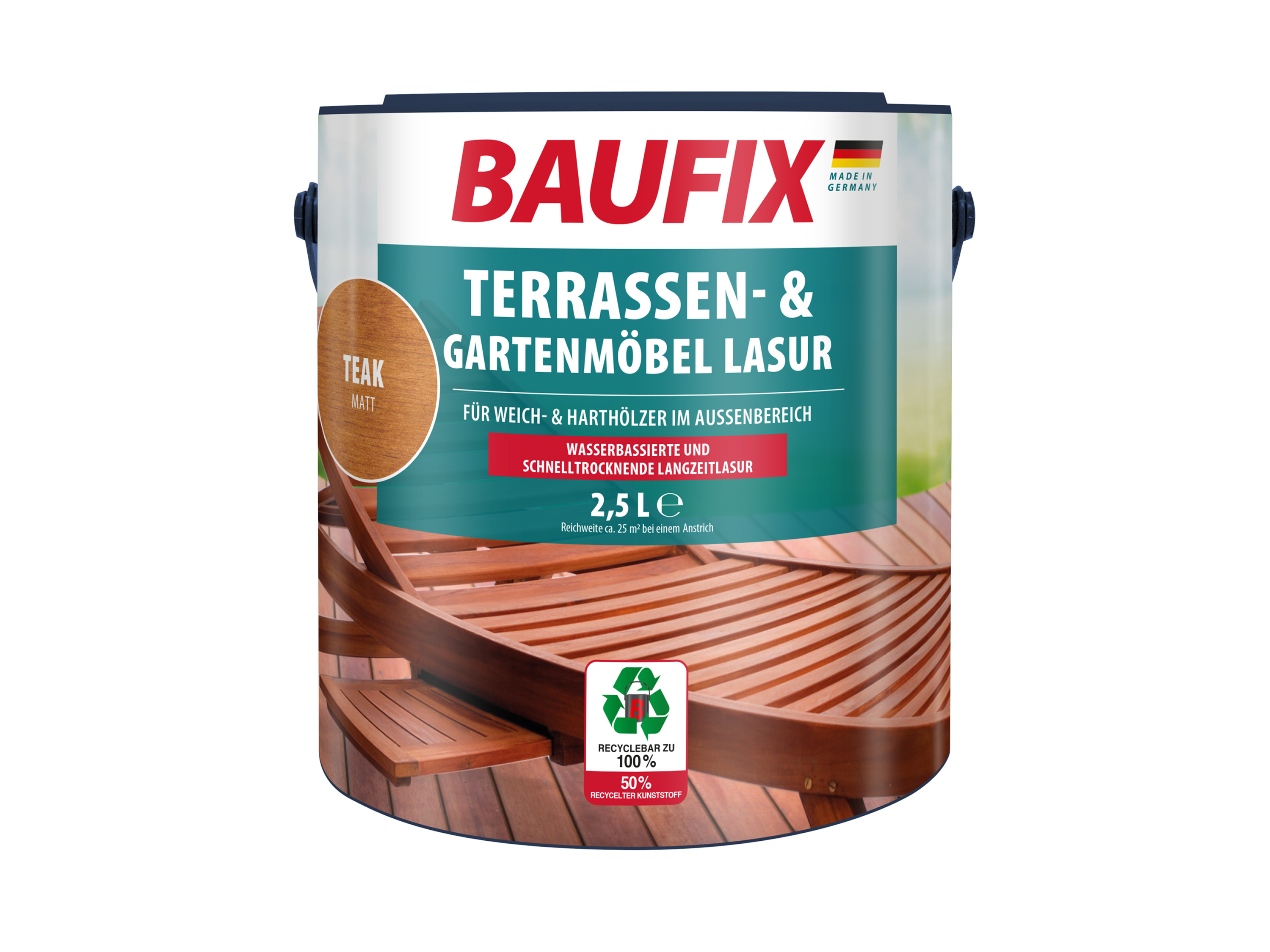 BAUFIX Terrassen- und Gartenmöbel-Lasur 2.5 Liter (teak matt)