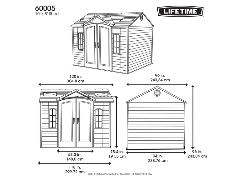 Lifetime Gerätehaus »Sky«, Stahl/Kunststoff, Dach- Seitenfenster und