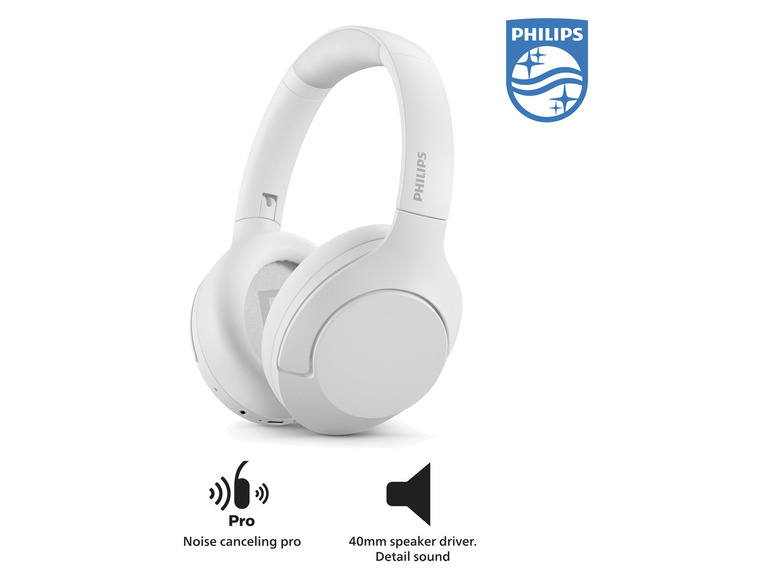 »TAH8506WT« Over-Ear mit PHILIPS Noise Cancelling Bluetooth Kopfhörer Headset