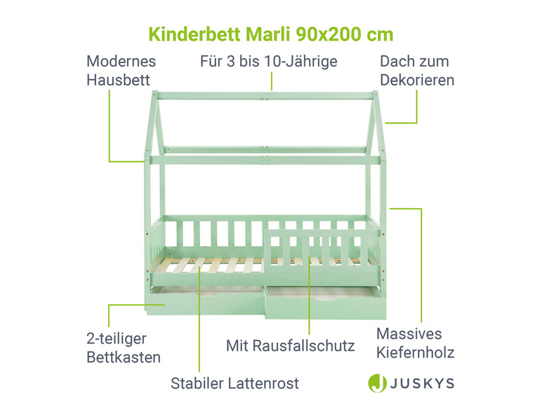 Gehe zu Vollbildansicht: Juskys Kinderbett »Marli«, im skandinavischen Design - Bild 170