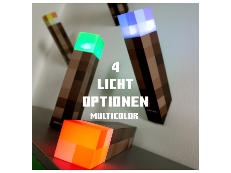 Gehe zu Vollbildansicht: Minecraft LED Tischlampe / Fackel, mit Wandhalterung - Bild 11