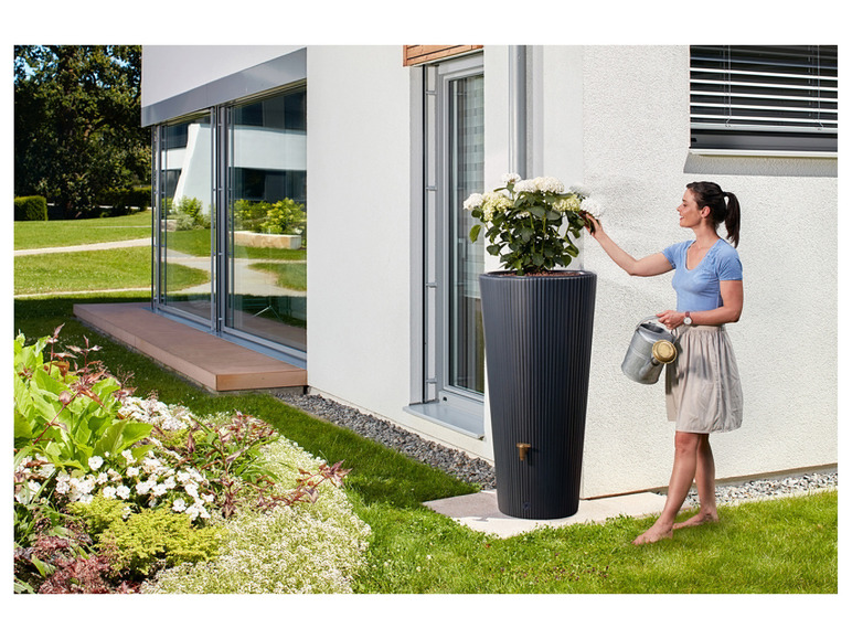 Gehe zu Vollbildansicht: 4rain 2in1 Regenspeicher »VASO DECOR«, 220 L, inkl. Fallrohrfilter und Auslaufhahn - Bild 3