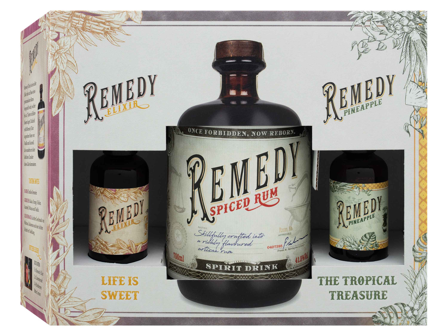 Remedy Spiced Rum 41,5% Pineapple 40%… 5cl Vol + Remedy