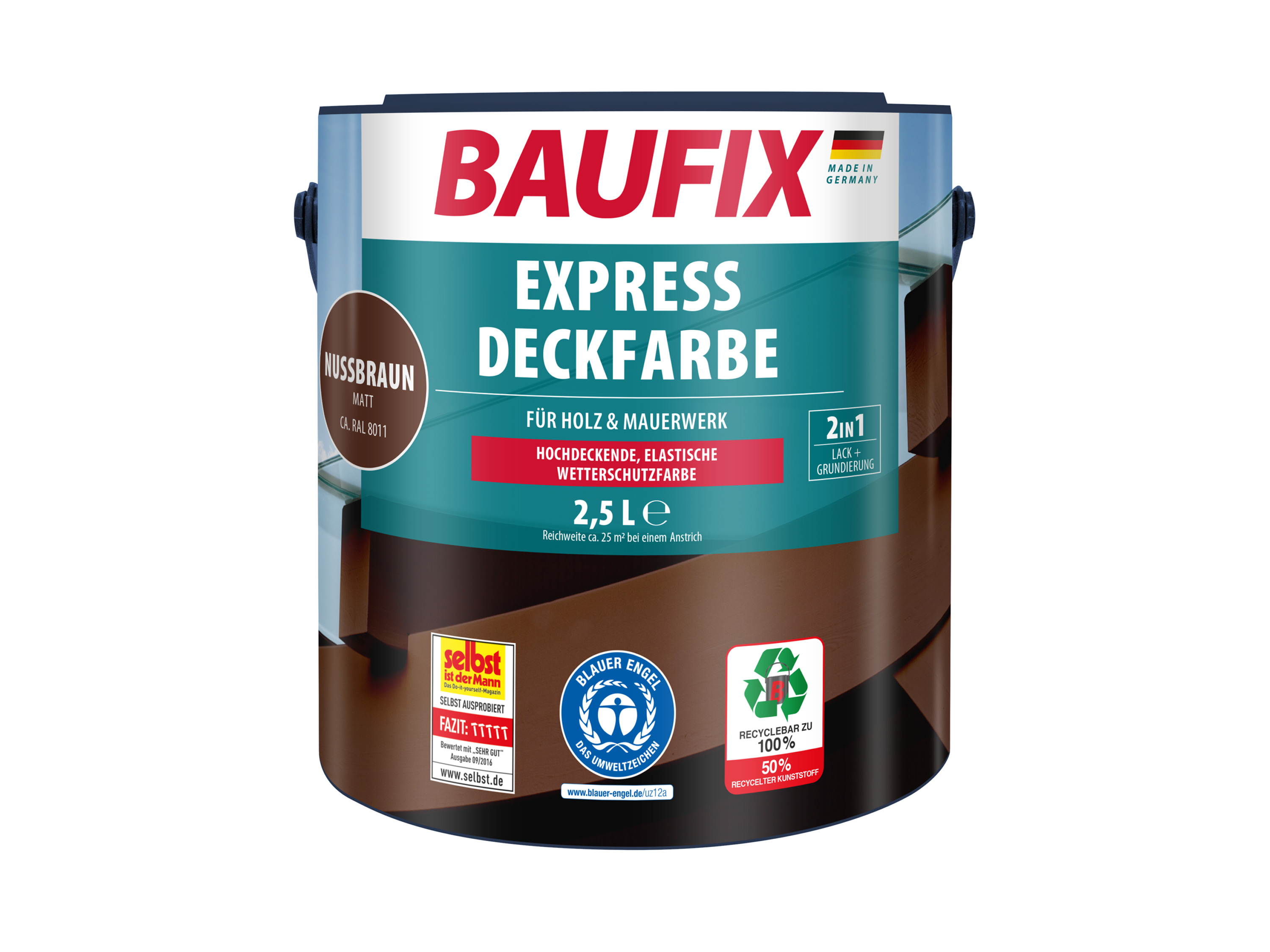 BAUFIX Express Deckfarbe 2,5 Liter (nussbraun matt)