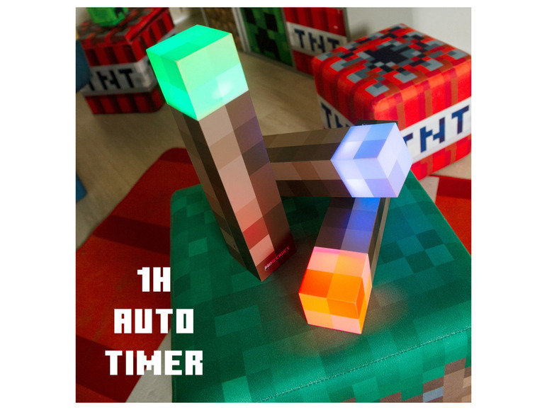 Gehe zu Vollbildansicht: Minecraft LED Tischlampe / Fackel, mit Wandhalterung - Bild 15