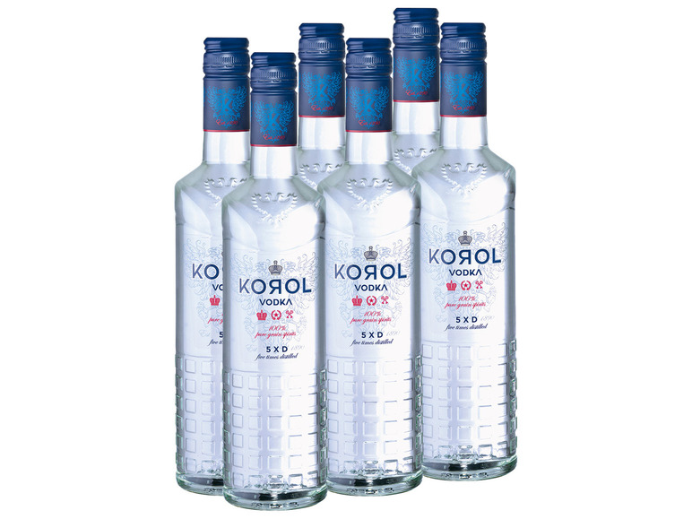 6 x 0,5-l-Flasche Korol Premium Vodka 40% Vol