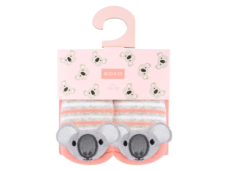 Gehe zu Vollbildansicht: Soxo Baby Rassel-Socken mit verschiedenen Mustern - Bild 16