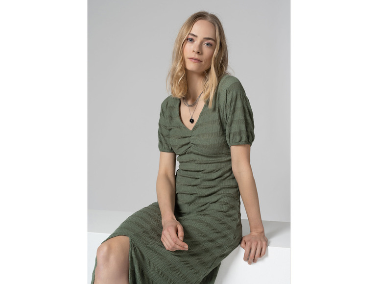 Gehe zu Vollbildansicht: esmara® Damen Kleid Midi Crinkle grün - Bild 4