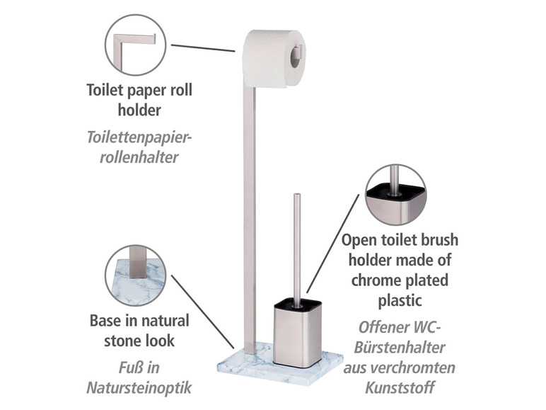 Wenko 2-in-1 WC-Garnitur »Aprilia«, in Naturstein-Optik, Edelstahl/weiß