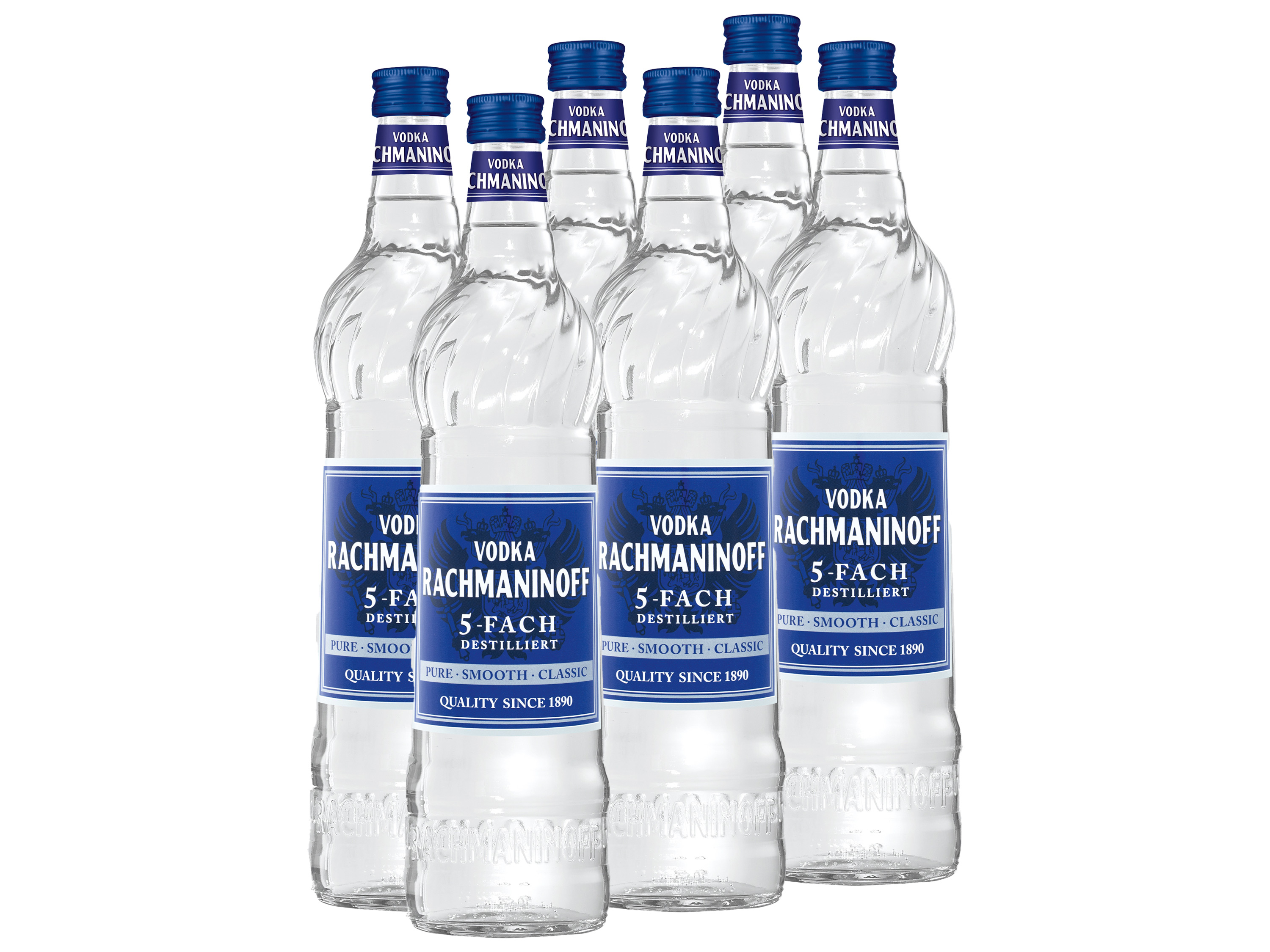 6 x 0,7-l-Flasche RACHMANINOFF Wodka 5-fach destilliert 40% Vol