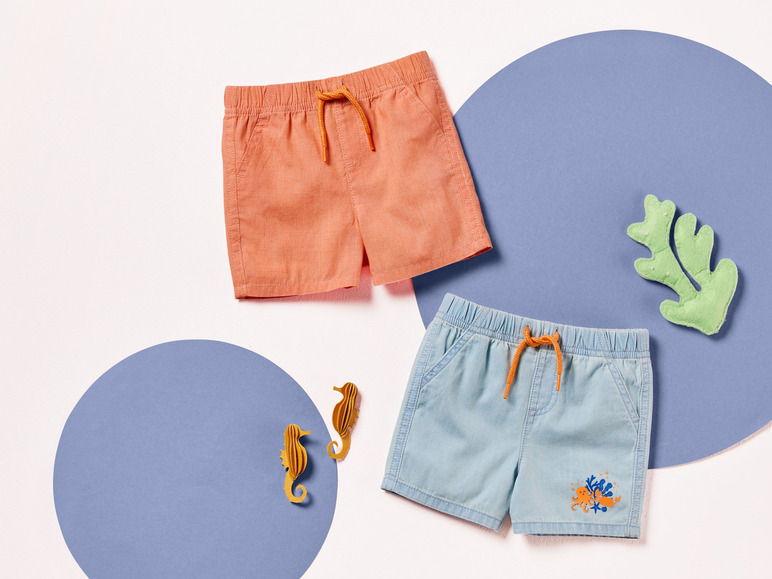 Gehe zu Vollbildansicht: lupilu® Baby Shorts, 2 Stück, mit Gummizugbund - Bild 9