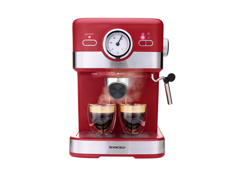 Gehe zu Vollbildansicht: SILVERCREST® Espressomaschine Siebträger »SEM 1100 C5«, 1100 W, rot - Bild 1