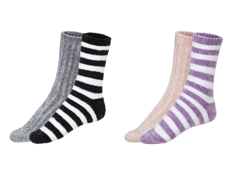 Gehe zu Vollbildansicht: esmara® Damen Chenille-Socken, 2 Paar, flauschig weich - Bild 1