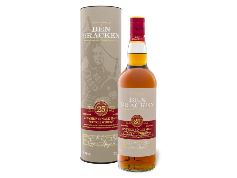 Geschenkbox Single Bracken Ben Speyside Scotch 25 Vol Malt Whisky mit 41,9% Jahre