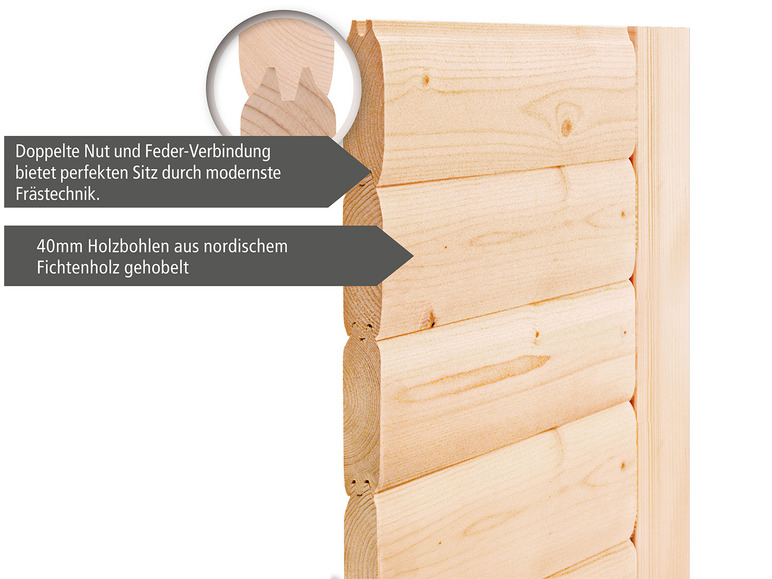 Gehe zu Vollbildansicht: Karibu Indoor-Sauna »Salom«, Fronteinstieg, 9 kW Ofen - Bild 49