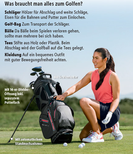 CRIVIT® Golf Standbag, automatischem mit Standmechanis…