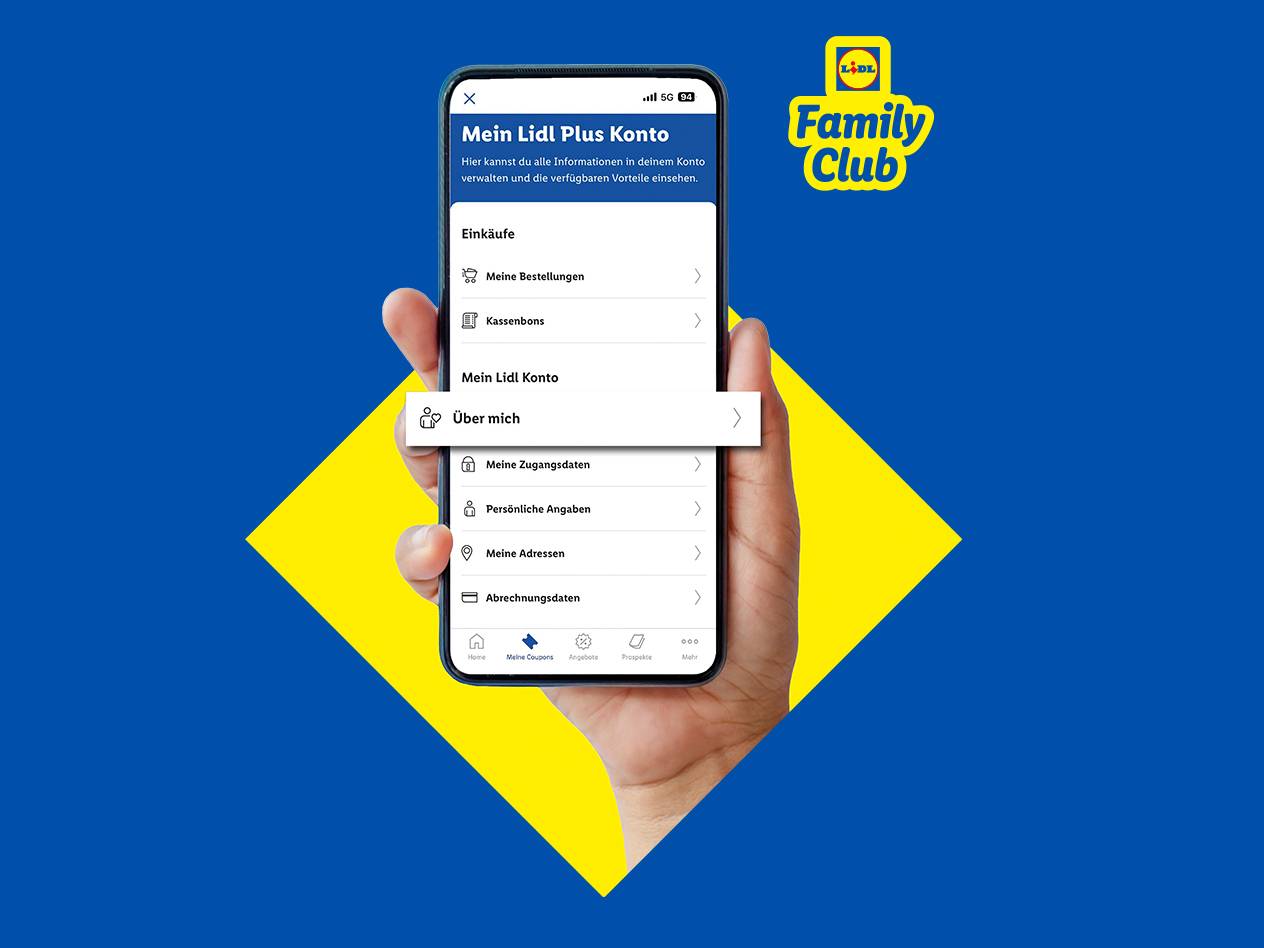 Lidl Plus App Konto auf Smartphone: Profil verwalten.