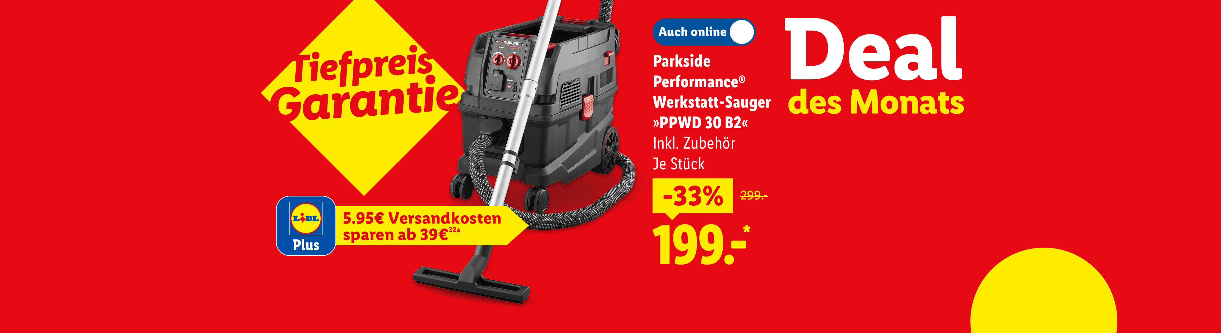 Parkside Performance® Werkstatt-Sauger »PPWD 30 B2« inkl. Zubehör, je Stück -33% günstiger auch online für 199.00€*.