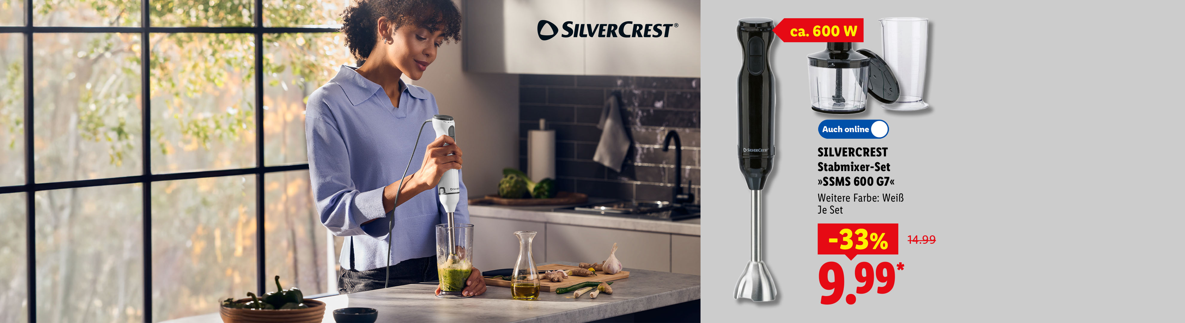Tiefpreis-Garantie: SILVERCREST Stabmixer-Set »SSMS 600 G7« in Schwarz, weitere Farbe: weiß, ca. 600 W, je Set auch online -33% für 9.99 €*.