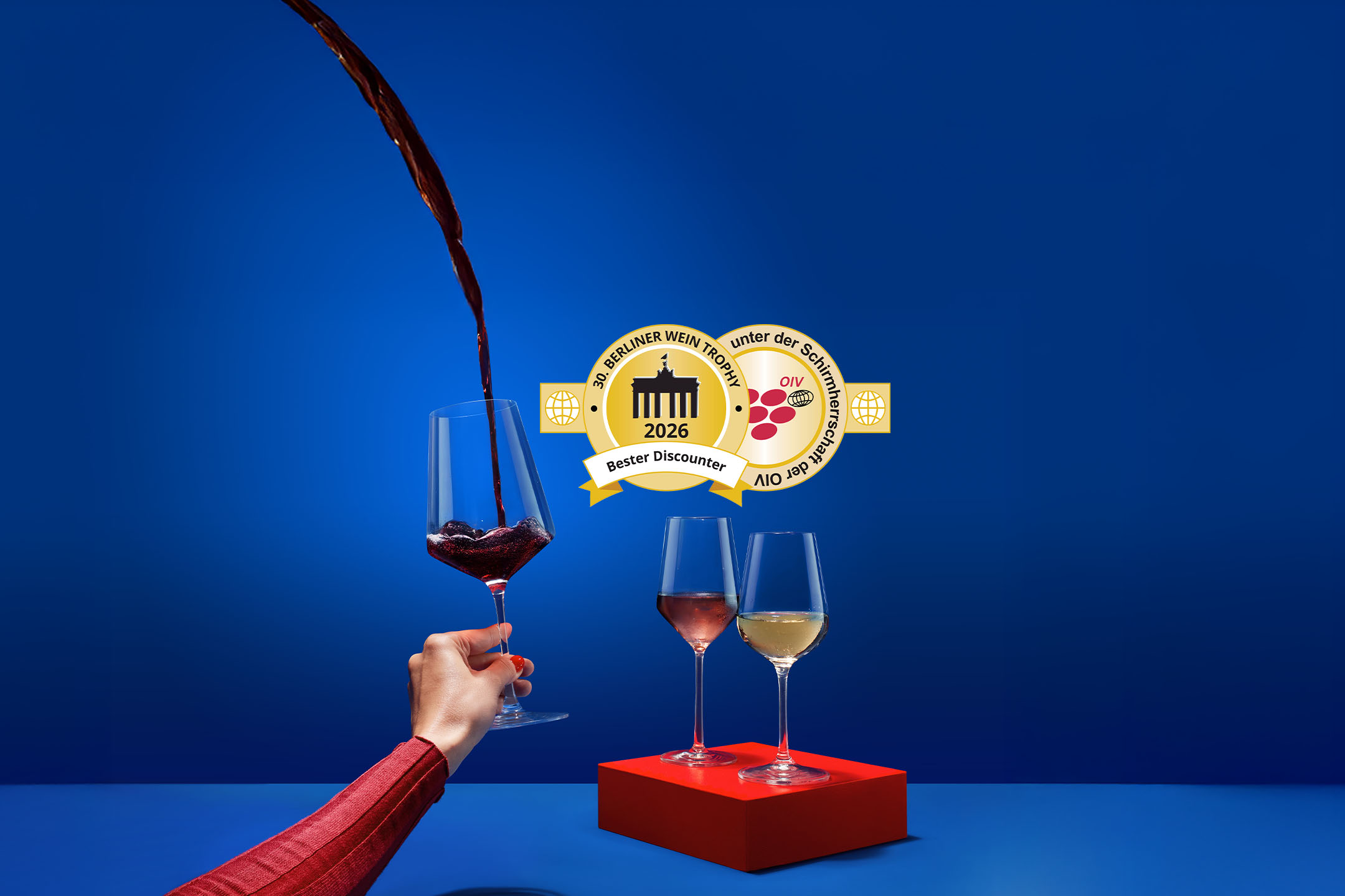 30. Berliner Wein Trophy. 2026 Bester Discounter unter der Schirmherrschaft der OIV (Internationale Organisation für Rebe und Wein).