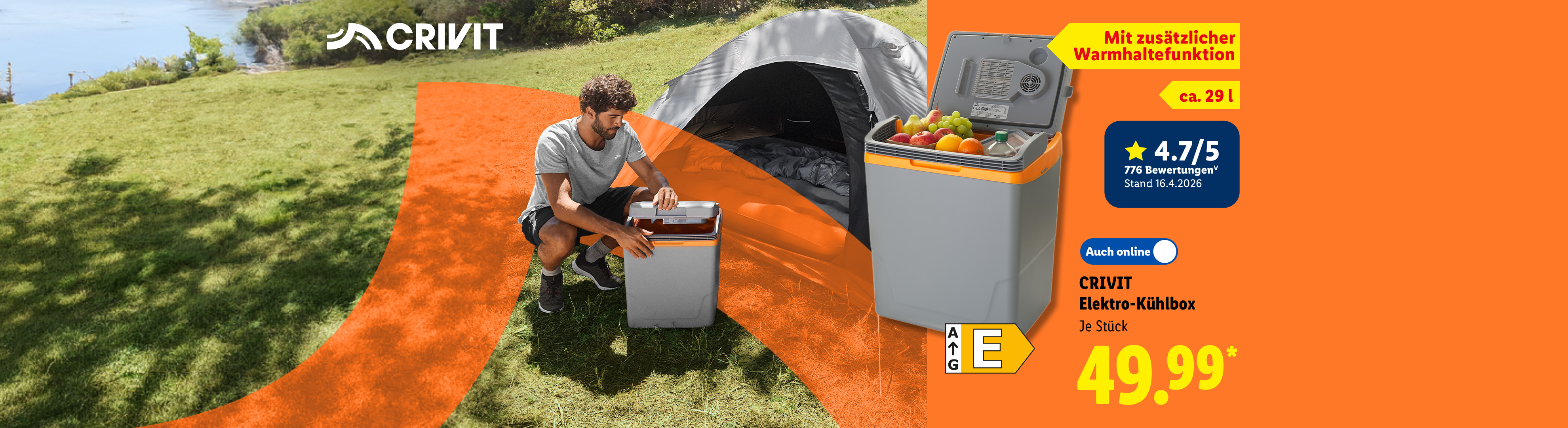 Extra dicke Isolierwände: CRIVIT Elektro-Kühlbox, ca. 29 l, Mit zusätzlicher Warmhaltefunktion, je Stück, Auch online für 49.99 €*.