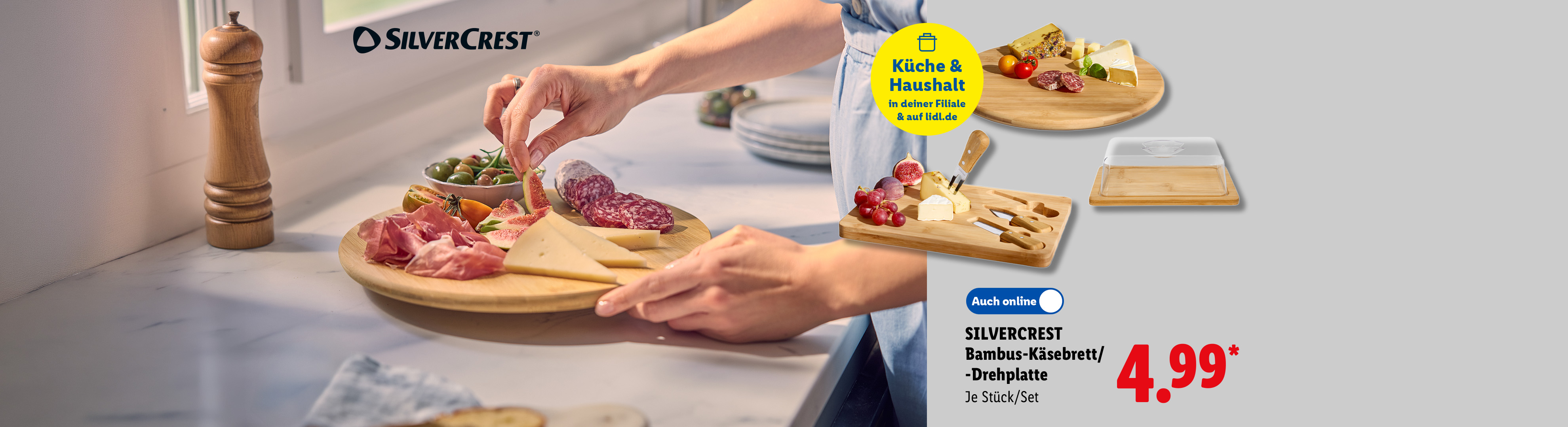 SILVERCREST Bambus-Käsebrett/-Drehplatte, Auch online, Je Stück/Set für 4.99 €*.