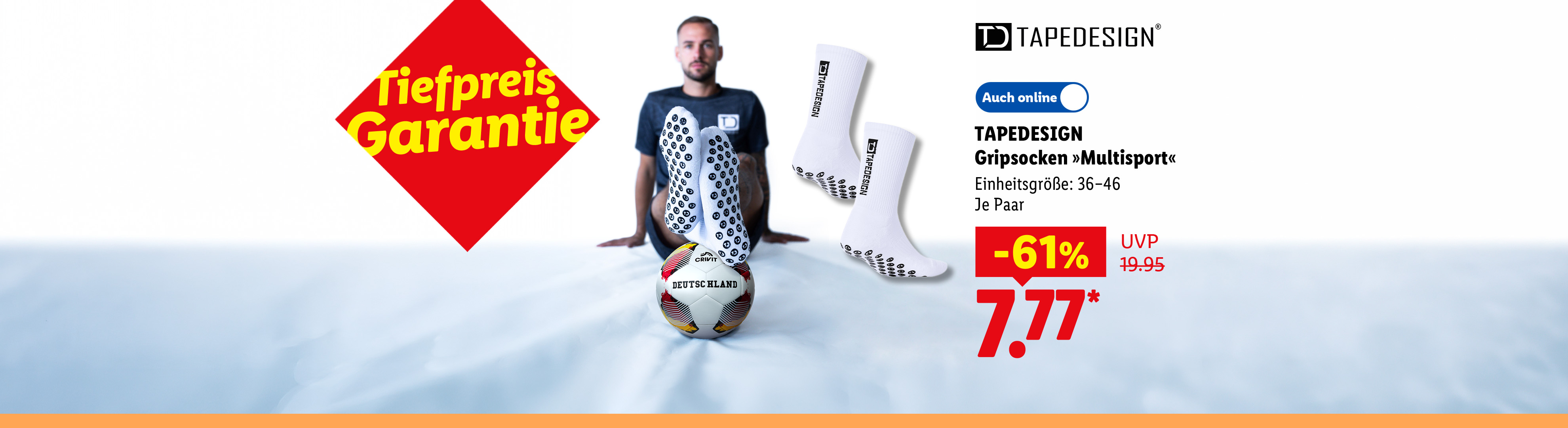 Tiefpreis Garantie: TAPEDESIGN Gripsocken »Multisport«, Einheitsgröße: 36–46, je Paar -61% günstiger, Auch online für 7.77 €*