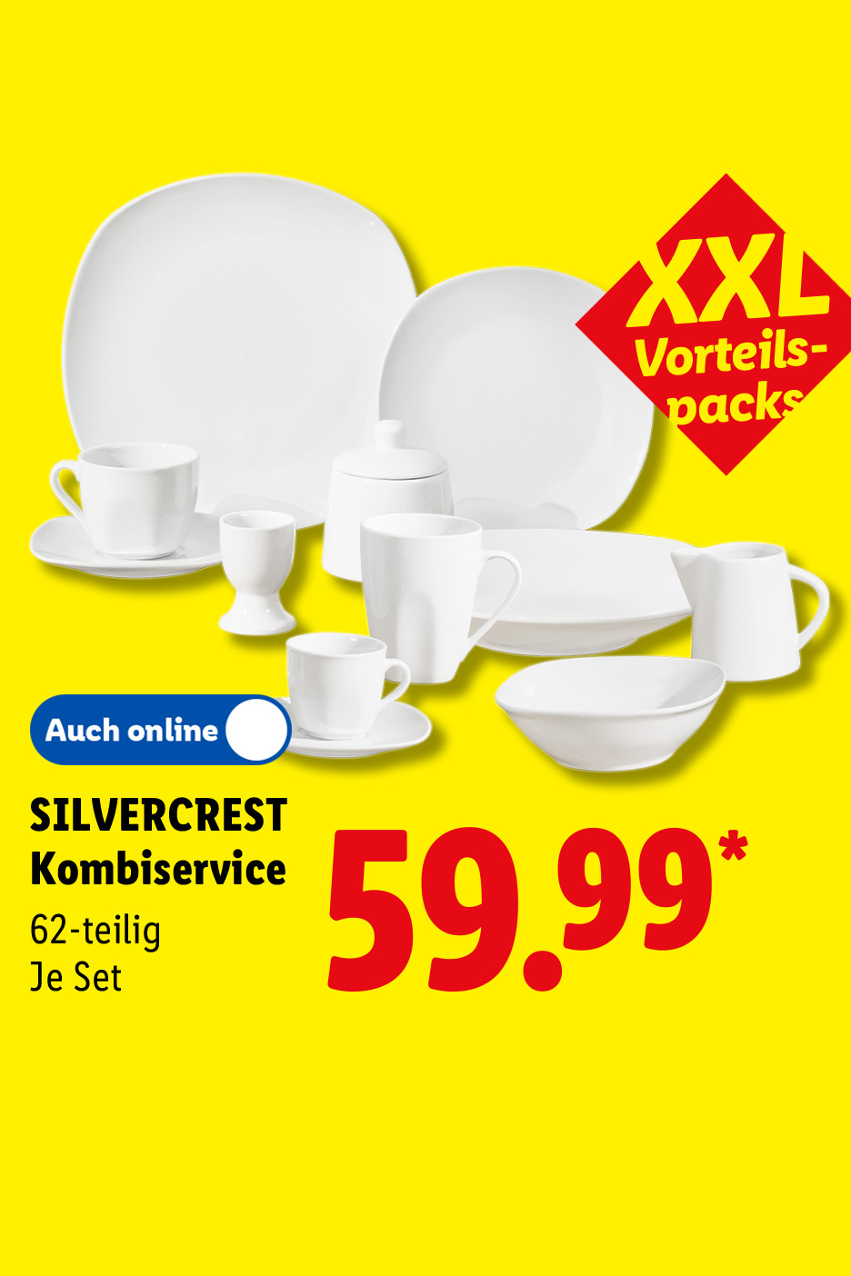 SILVERCREST Kombiservice, 62-teilig, je Set auch online für 59.99 €*.