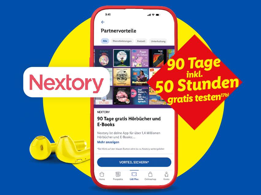 Nextory. 90 Tage inkl. 50 Stunden gratis testen (Hochzahl: 17b)