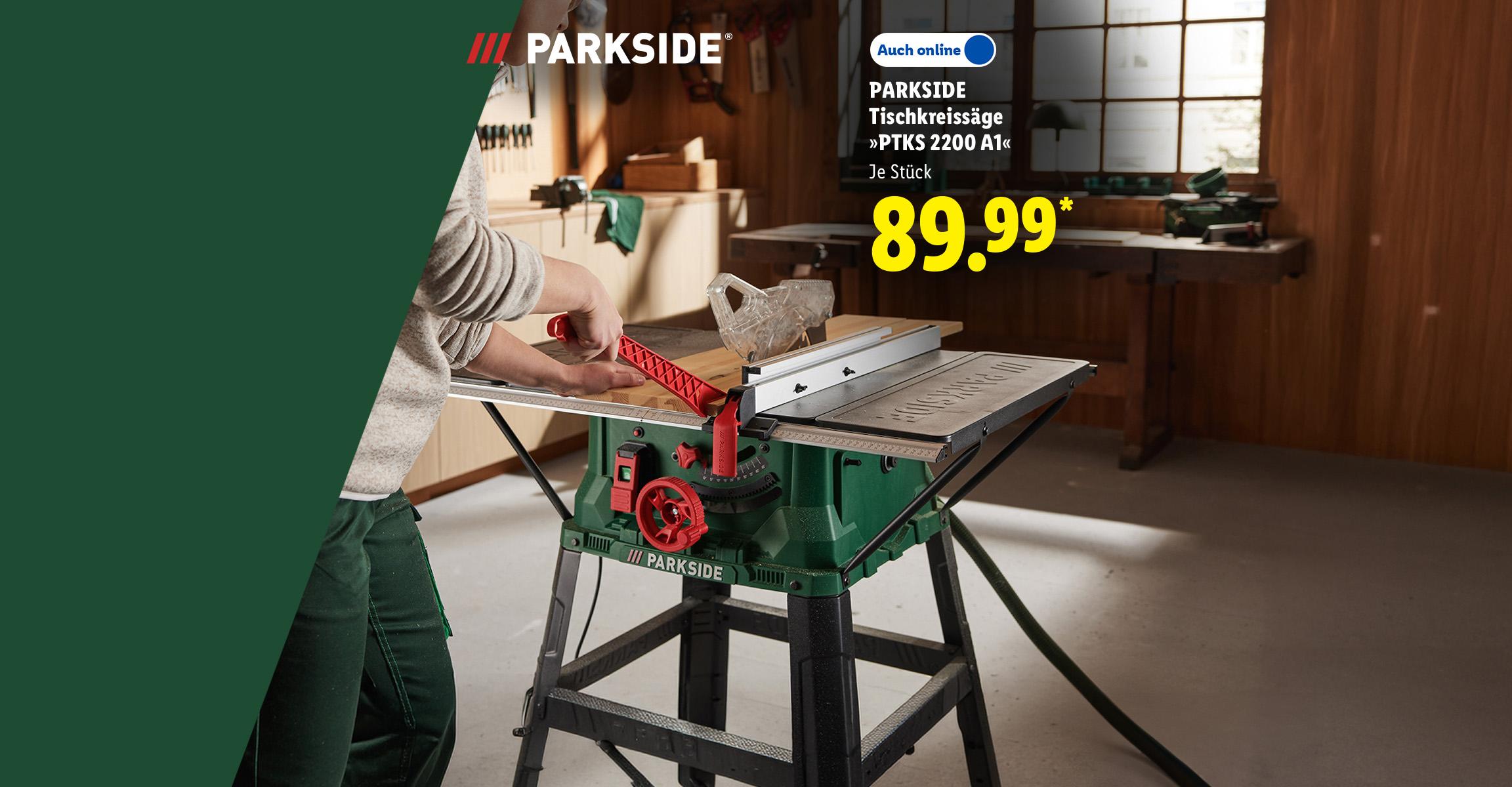 AI-generiert: 30 Jahre Parkside: PARKSIDE Tischkreissäge »PTKS 2200 A1«, Je Stück Auch online für 89.99 €*. AI-generated.