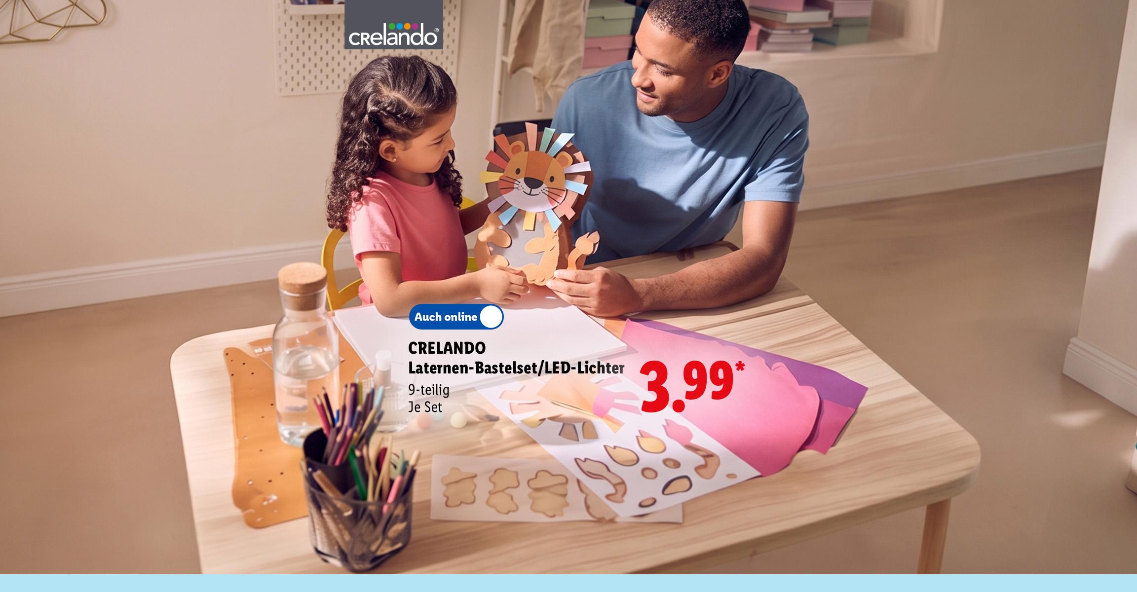 AI-generiert: CRELANDO Laternen-Bastelset/LED-Lichter, 9-teilig, je Set Auch online für 3.99 €*. AI-generated.