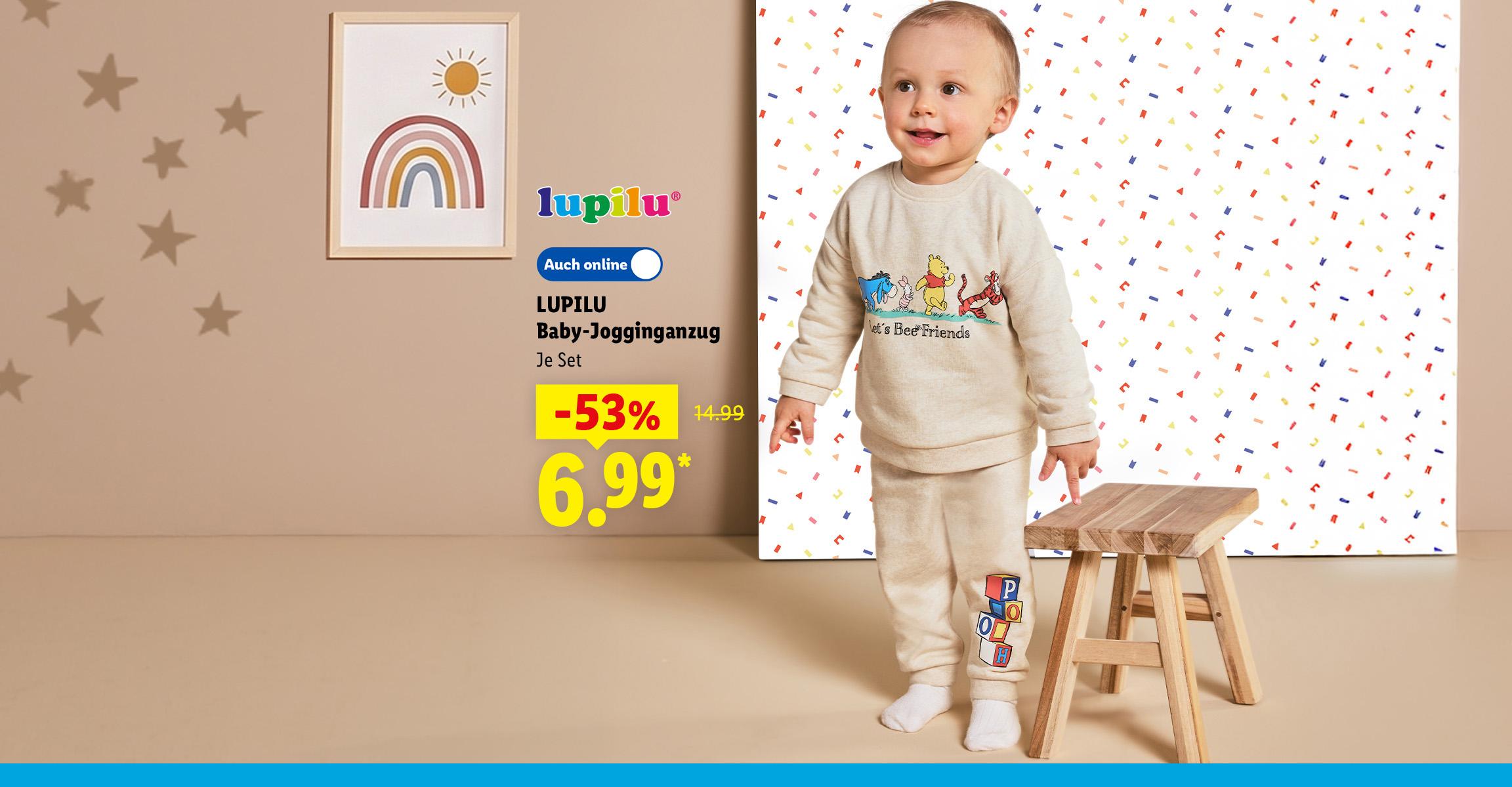 AI-generiert: LUPILU Baby-Jogginganzug, Je Set -53% günstiger, Auch online für 6.99 €*. AI-generated.