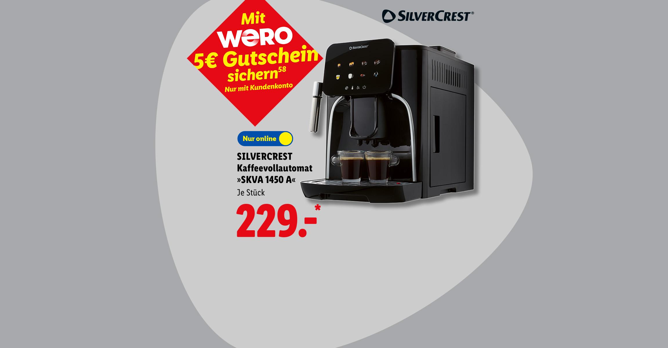 SILVERCREST Kaffeevollautomat »SKVA 1450 A«, Je Stück, Nur online für 229.- €*.