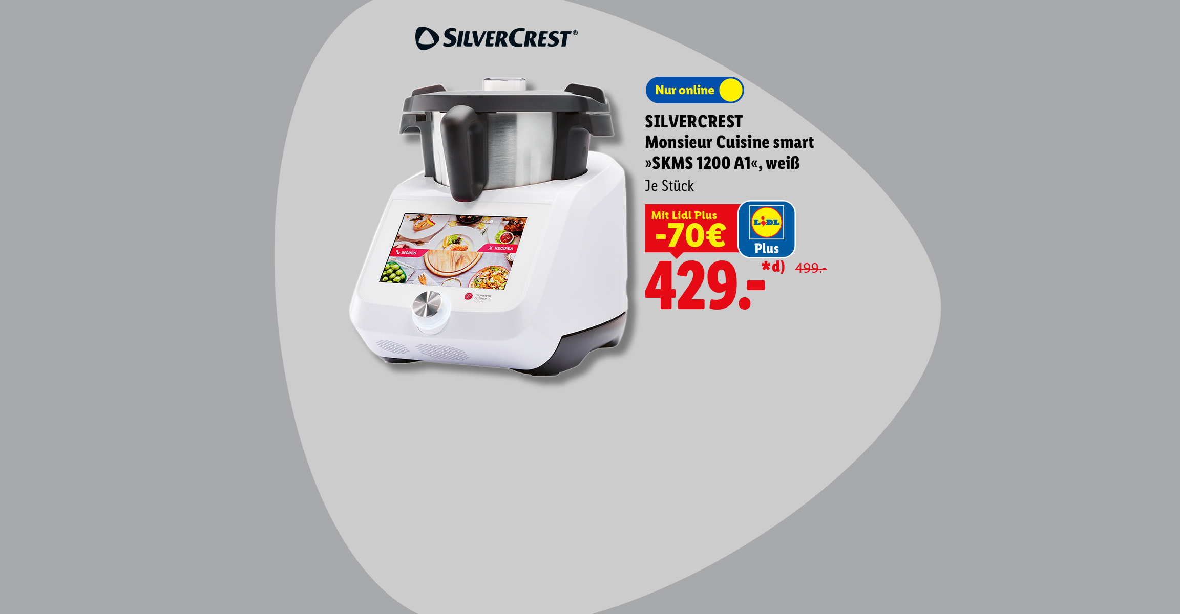SILVERCREST Monsieur Cuisine smart »SKMS 1200 A1«, weiß, je Stück mit Lidl Plus -70€ günstiger, Nur online für 429.- €*d)