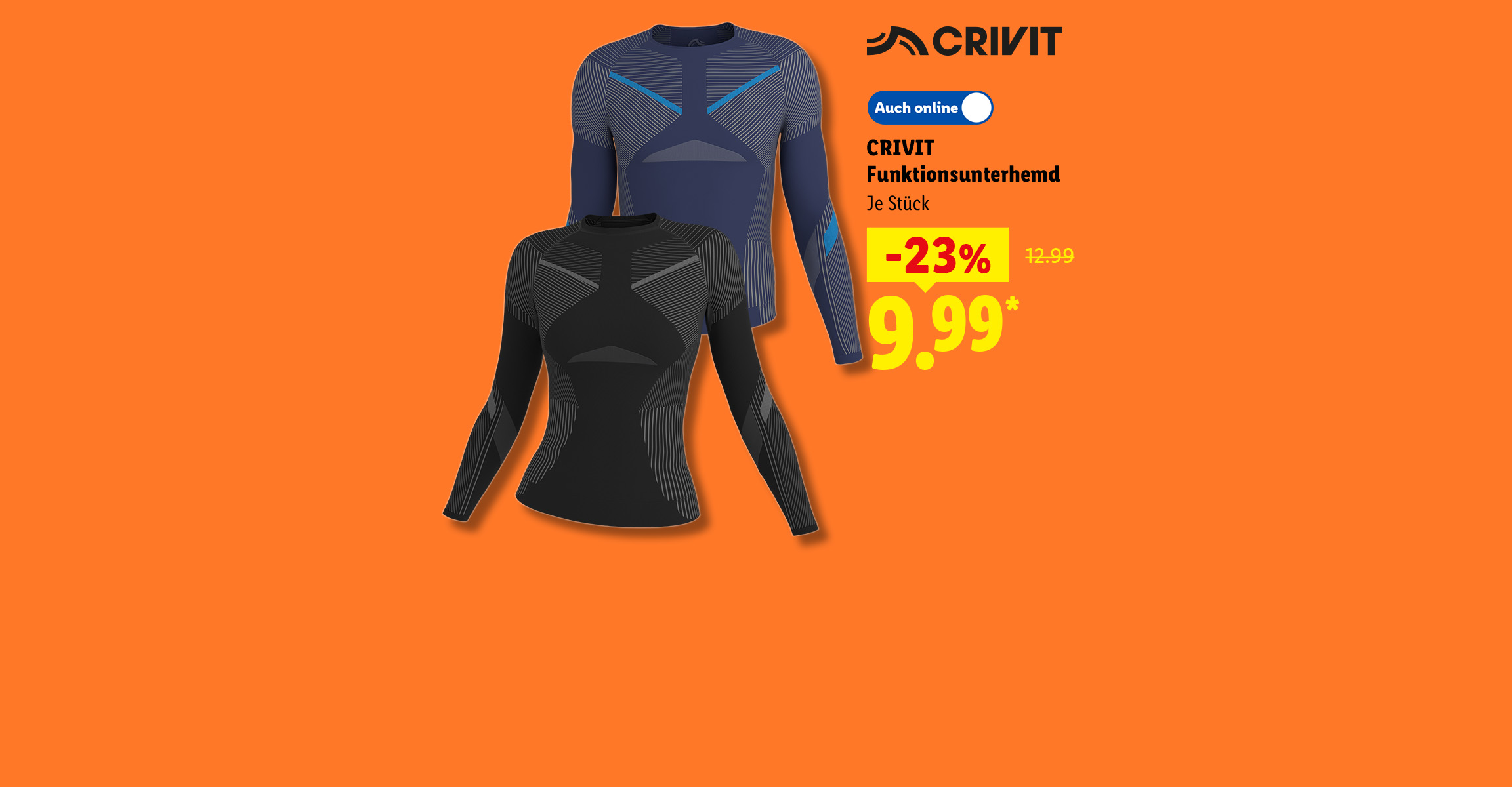 CRIVIT Funktionsunterhemd, Je Stück -23% günstiger, Auch online für 9.99 €*.