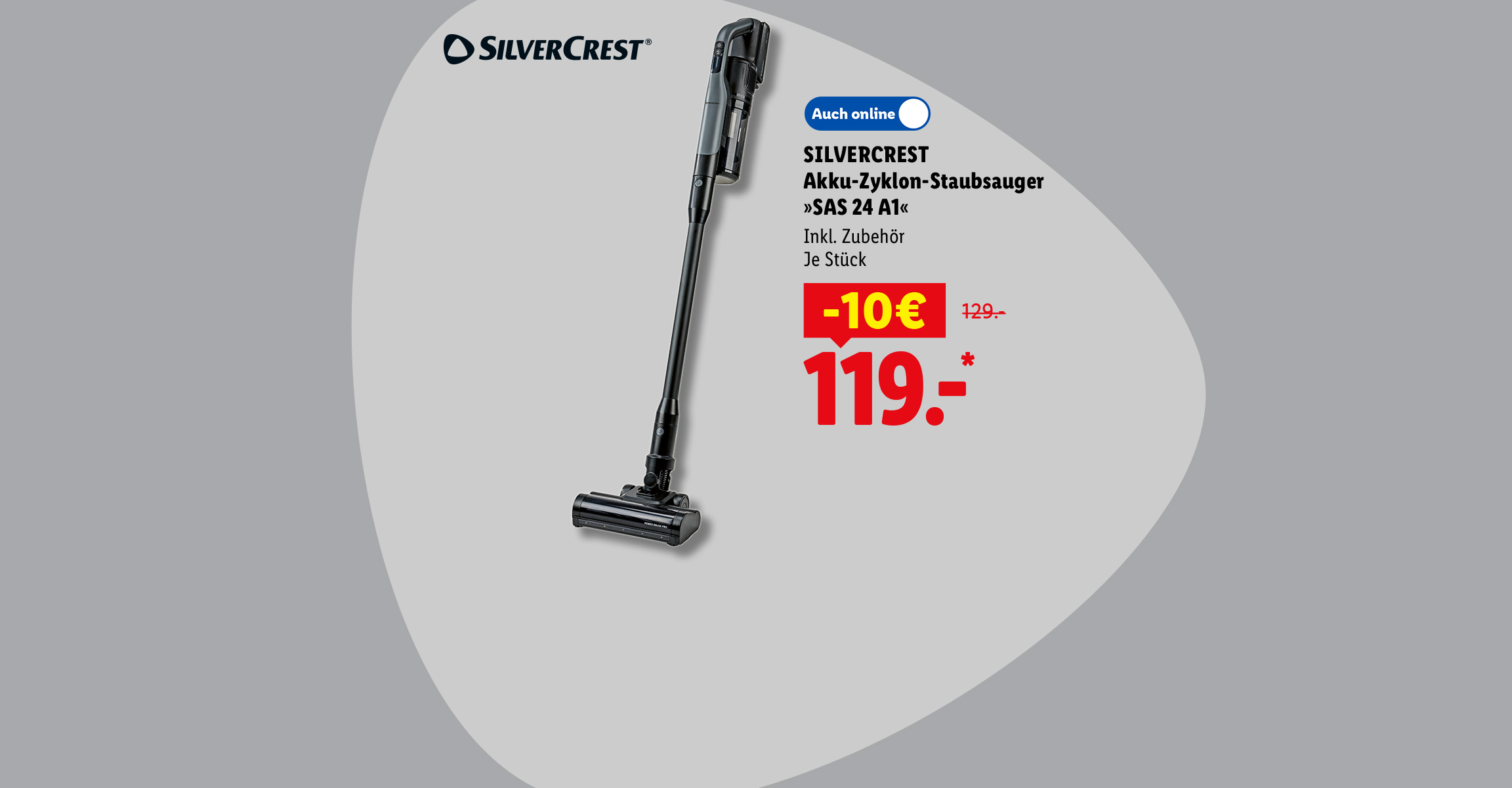 AI-generiert: SILVERCREST Akku-Zyklon-Staubsauger »SAS 24 A1«, Inkl. Zubehör, je Stück -10€ günstiger, Auch online für 119.- €*.