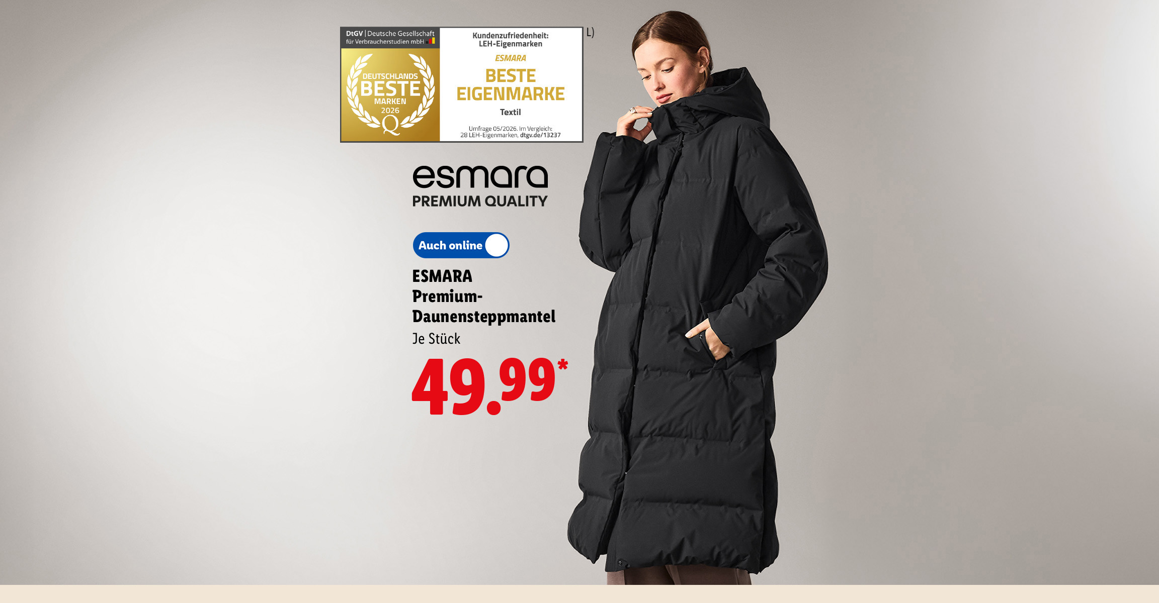 ESMARA Premium-Daunensteppmantel, je Stück, auch online für 49.99 €*.