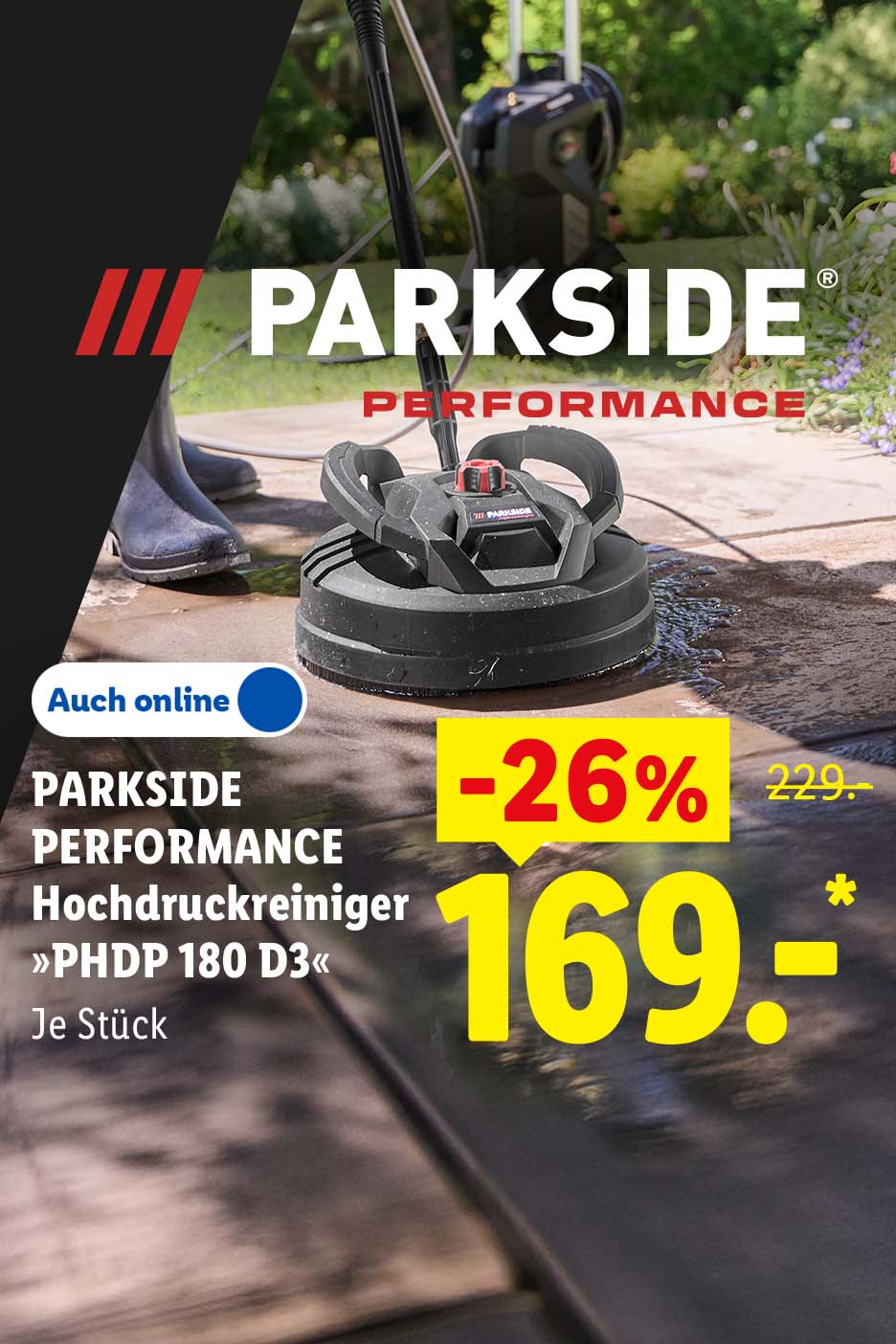 PARKSIDE PERFORMANCE Hochdruckreiniger »PHDP 180 D3«, Je Stück 26% günstiger, Auch online für 169. €*