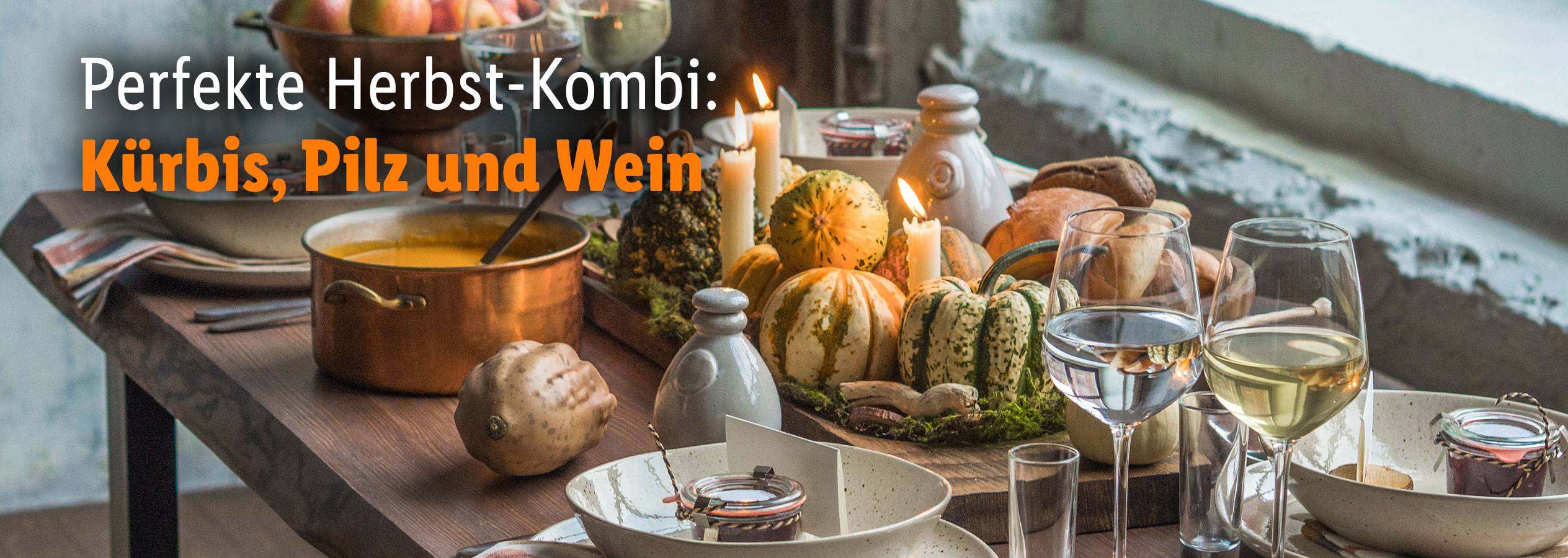 und Kürbis, Pilz Perfekte Herbst-Kombi: Wein