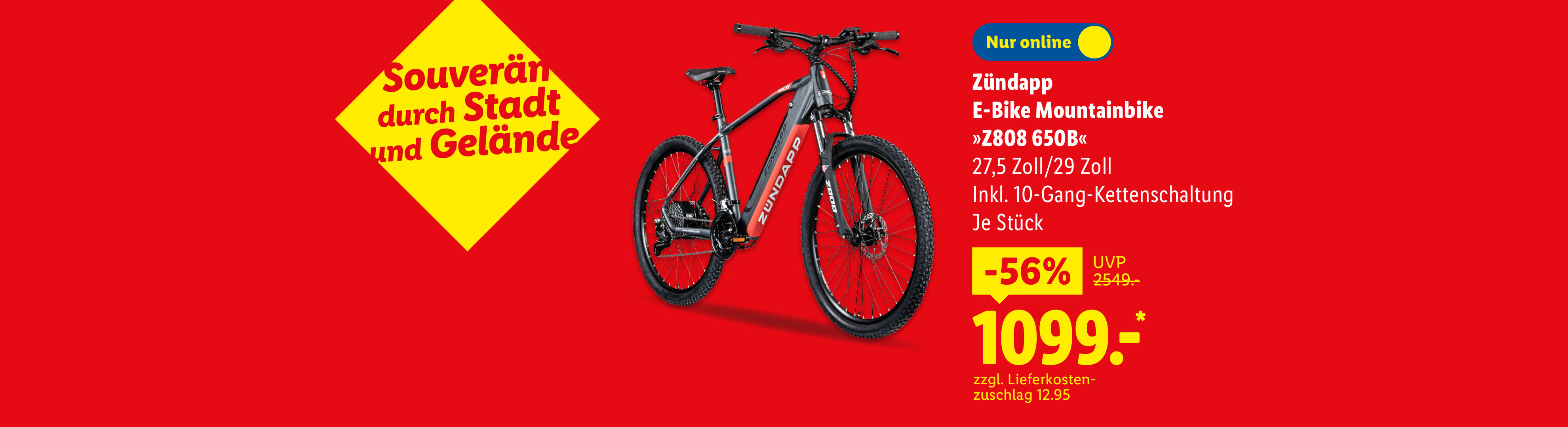 Souverän durch Stadt und Gelände: Zündapp E-Bike Mountainbike »Z808 650B«, 27,5 Zoll/29 Zoll, inkl. 10-Gang-Kettenschaltung, je Stück -56% nur online für 1099.-€* zzgl. Lieferkostenzuschlag 12.95.